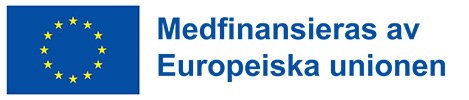 Logotyp för Eu och texten Medfinansieras av Europeiska unionen i blått.